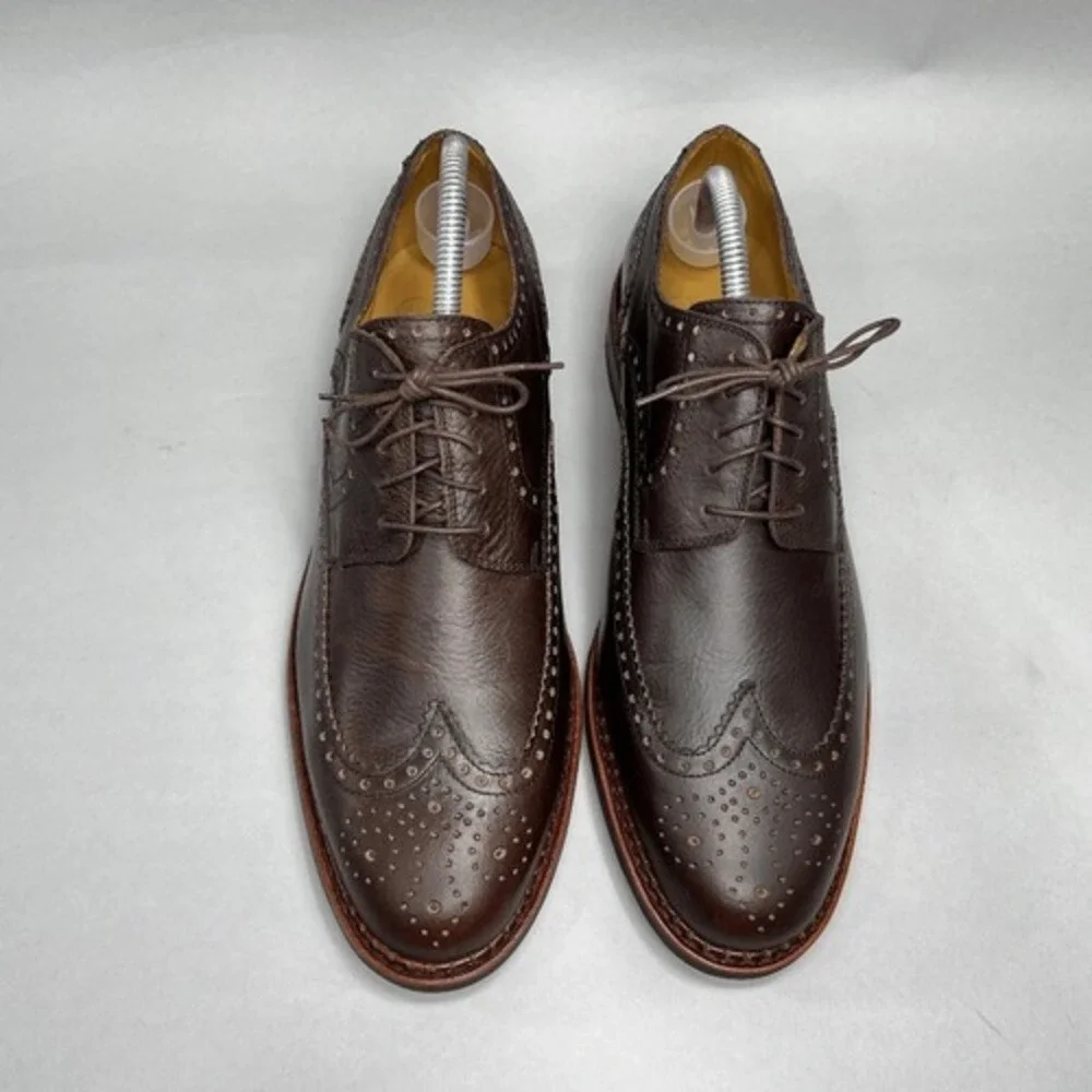 Paraboot Cousu Derby‎ Men's Size 8.5 Brown Leather Wing Tip Goodyear Dress Shoes